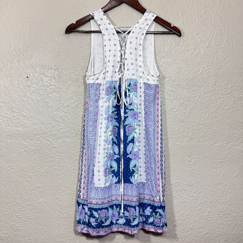 Aeropostale Shift Dress Small Lace Up Back High Neck Cowgirl Boho Indie Festival